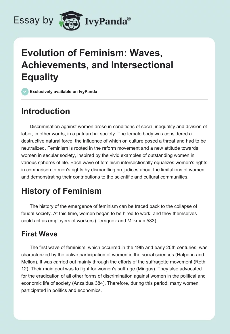 Evolution of Feminism: Waves, Achievements, and Intersectional Equality. Page 1