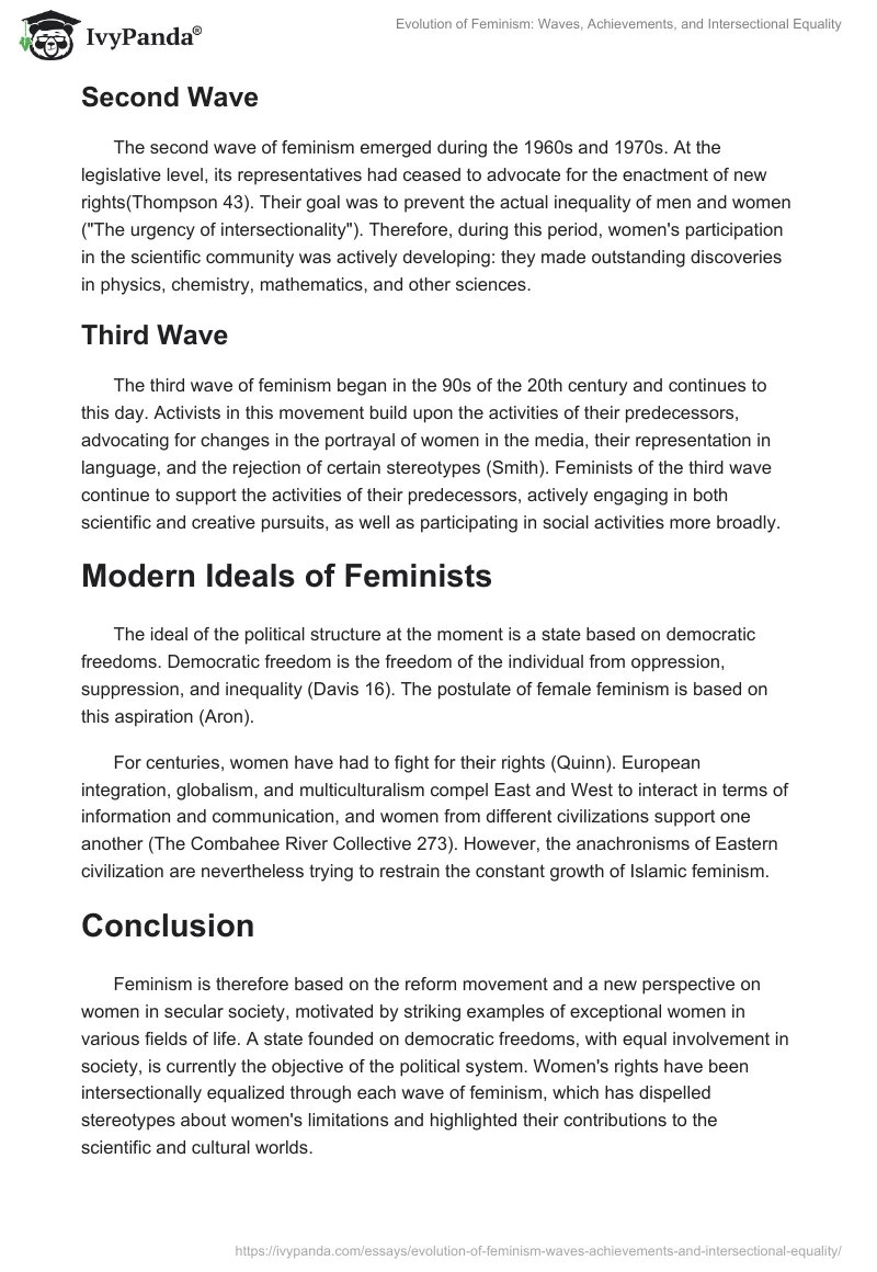 Evolution of Feminism: Waves, Achievements, and Intersectional Equality. Page 2