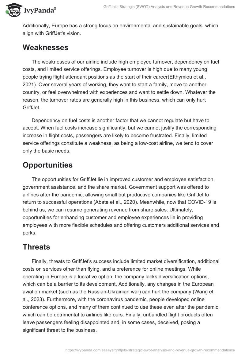 GriffJet's Strategic (SWOT) Analysis and Revenue Growth Recommendations. Page 2
