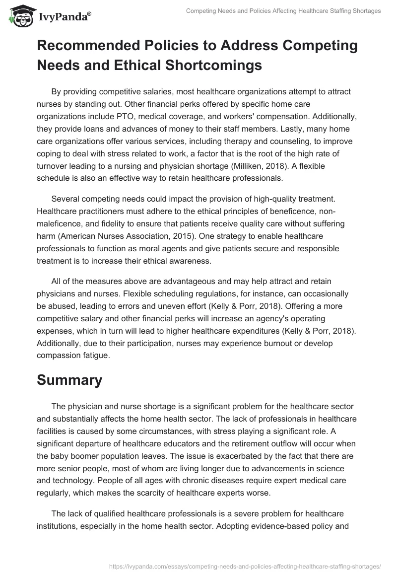 Competing Needs and Policies Affecting Healthcare Staffing Shortages. Page 2