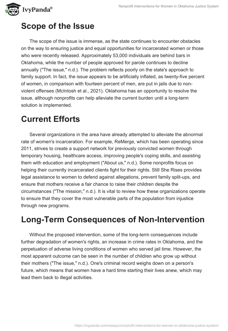 Nonprofit Interventions for Women in Oklahoma Justice System. Page 2