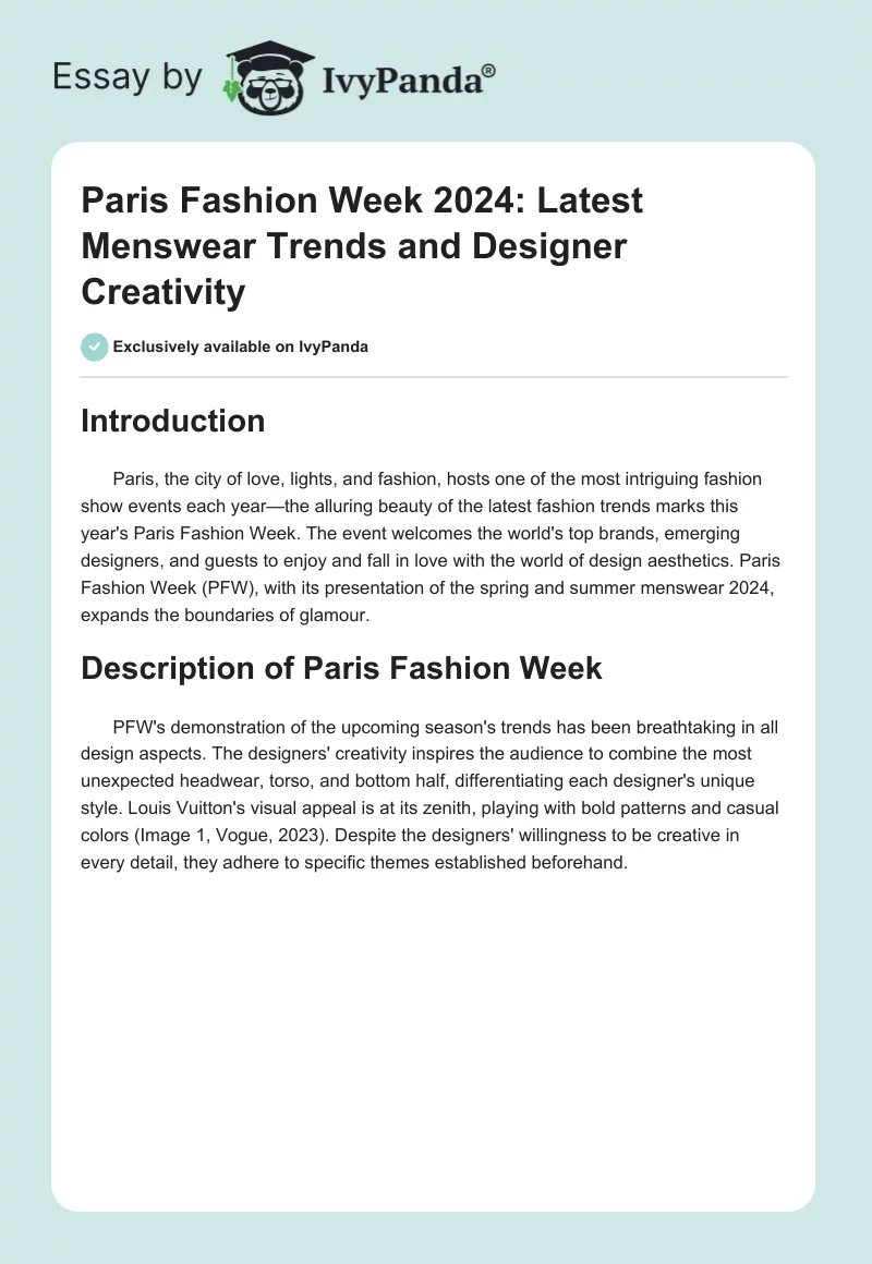 Paris Fashion Week 2024: Latest Menswear Trends and Designer Creativity. Page 1