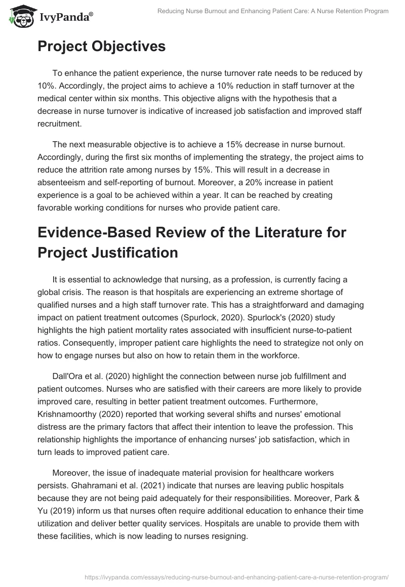 Reducing Nurse Burnout and Enhancing Patient Care: A Nurse Retention Program. Page 2