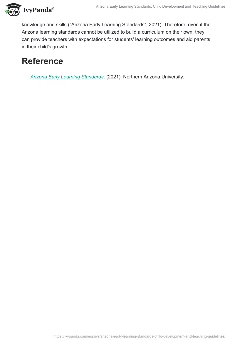 Arizona Early Learning Standards: Child Development and Teaching Guidelines. Page 2