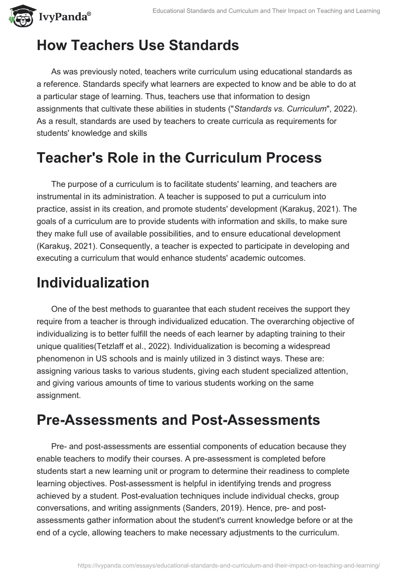 Educational Standards and Curriculum and Their Impact on Teaching and Learning. Page 2