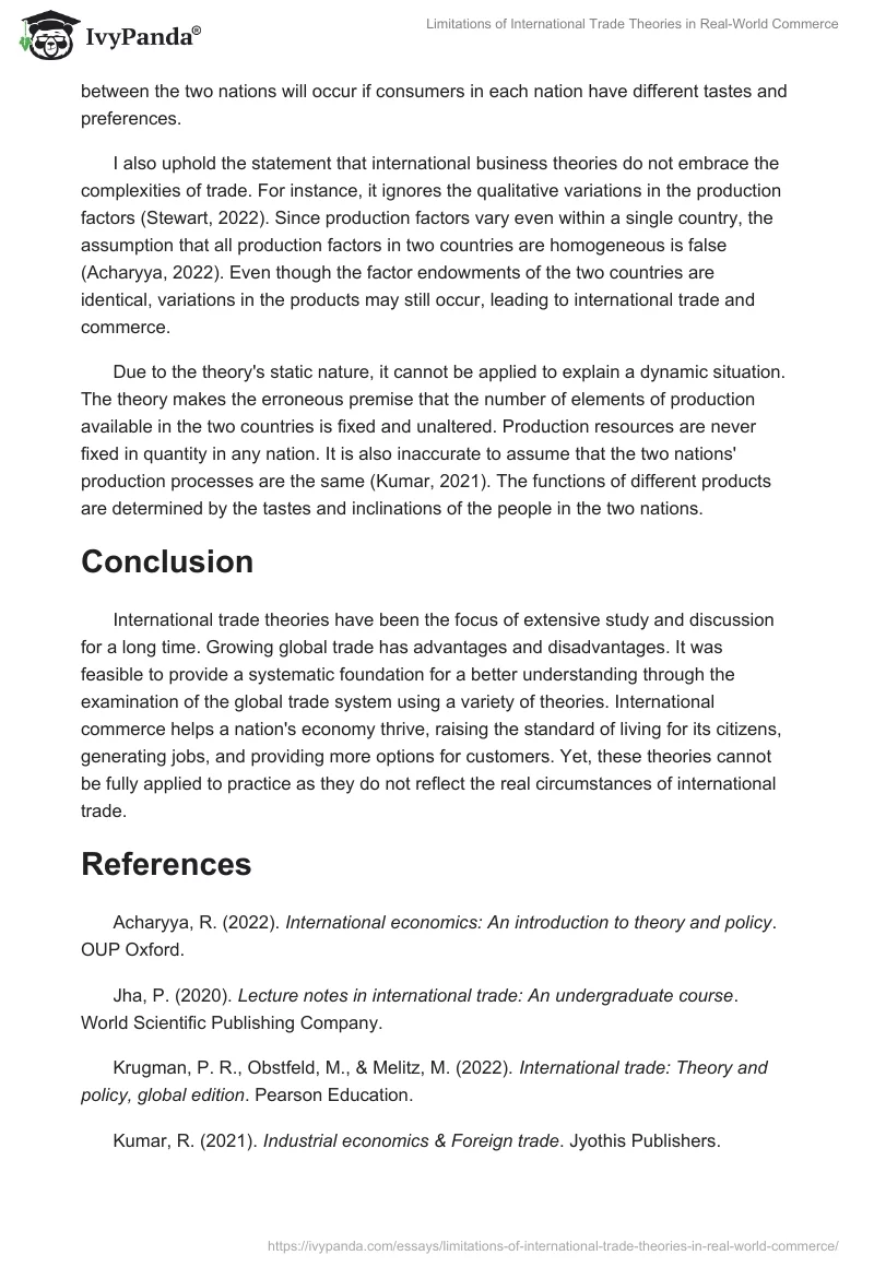 Limitations of International Trade Theories in Real-World Commerce. Page 2