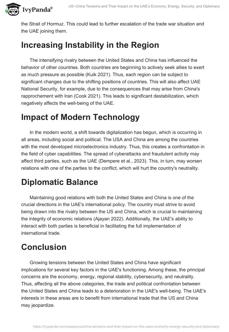 US–China Tensions and Their Impact on the UAE’s Economy, Energy, Security, and Diplomacy. Page 2