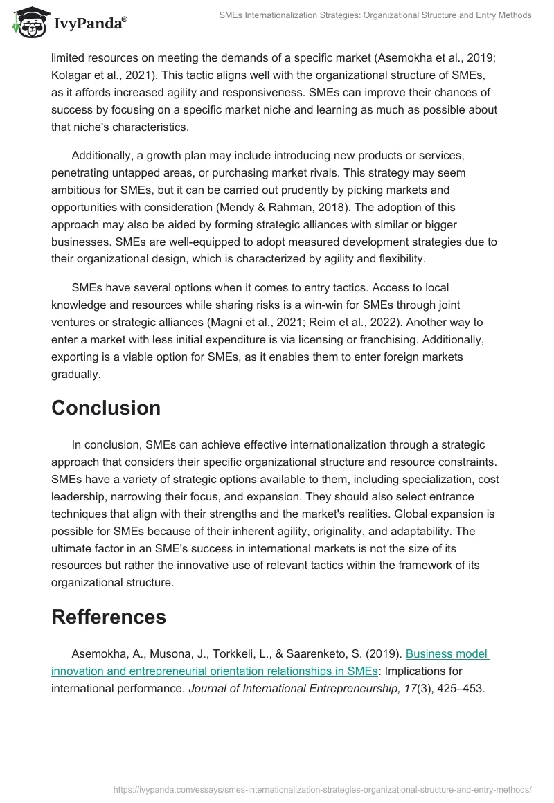 SMEs Internationalization Strategies: Organizational Structure and Entry Methods. Page 2