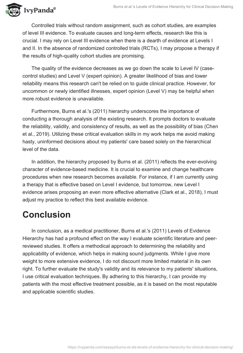 Burns et al.'s Levels of Evidence Hierarchy for Clinical Decision-Making. Page 2