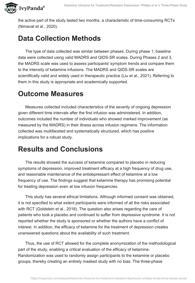 Ketamine Infusions for Treatment-Resistant Depression: Phillips et al.'s Three-Phase Study. Page 2