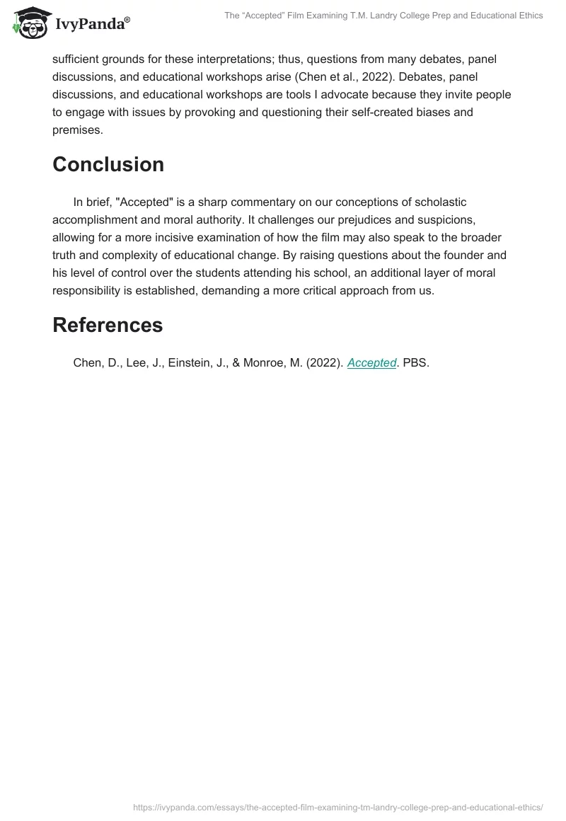 The “Accepted” Film Examining T.M. Landry College Prep and Educational Ethics. Page 2