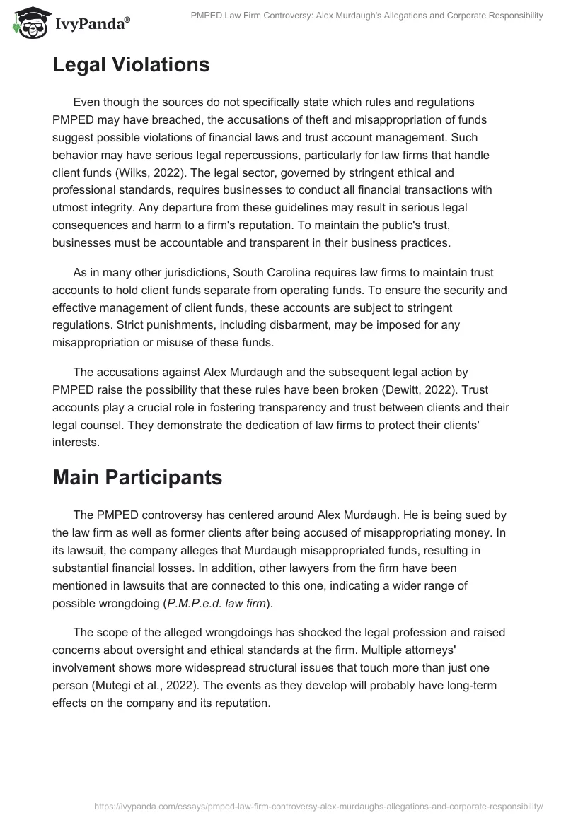 PMPED Law Firm Controversy: Alex Murdaugh's Allegations and Corporate Responsibility. Page 2