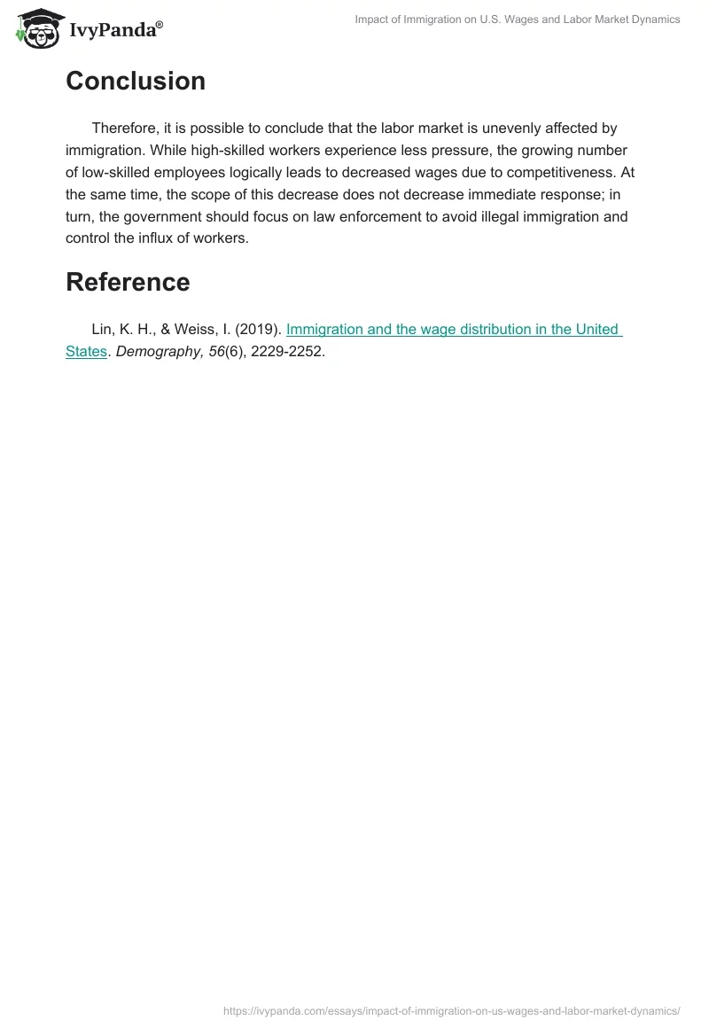 Impact of Immigration on U.S. Wages and Labor Market Dynamics. Page 2