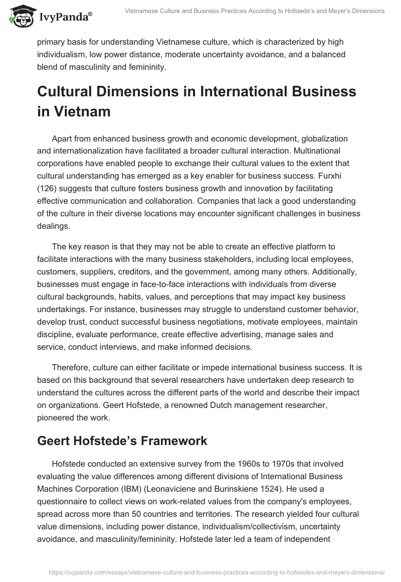 Vietnamese Culture and Business Practices According to Hofstede’s and Meyer’s Dimensions. Page 2