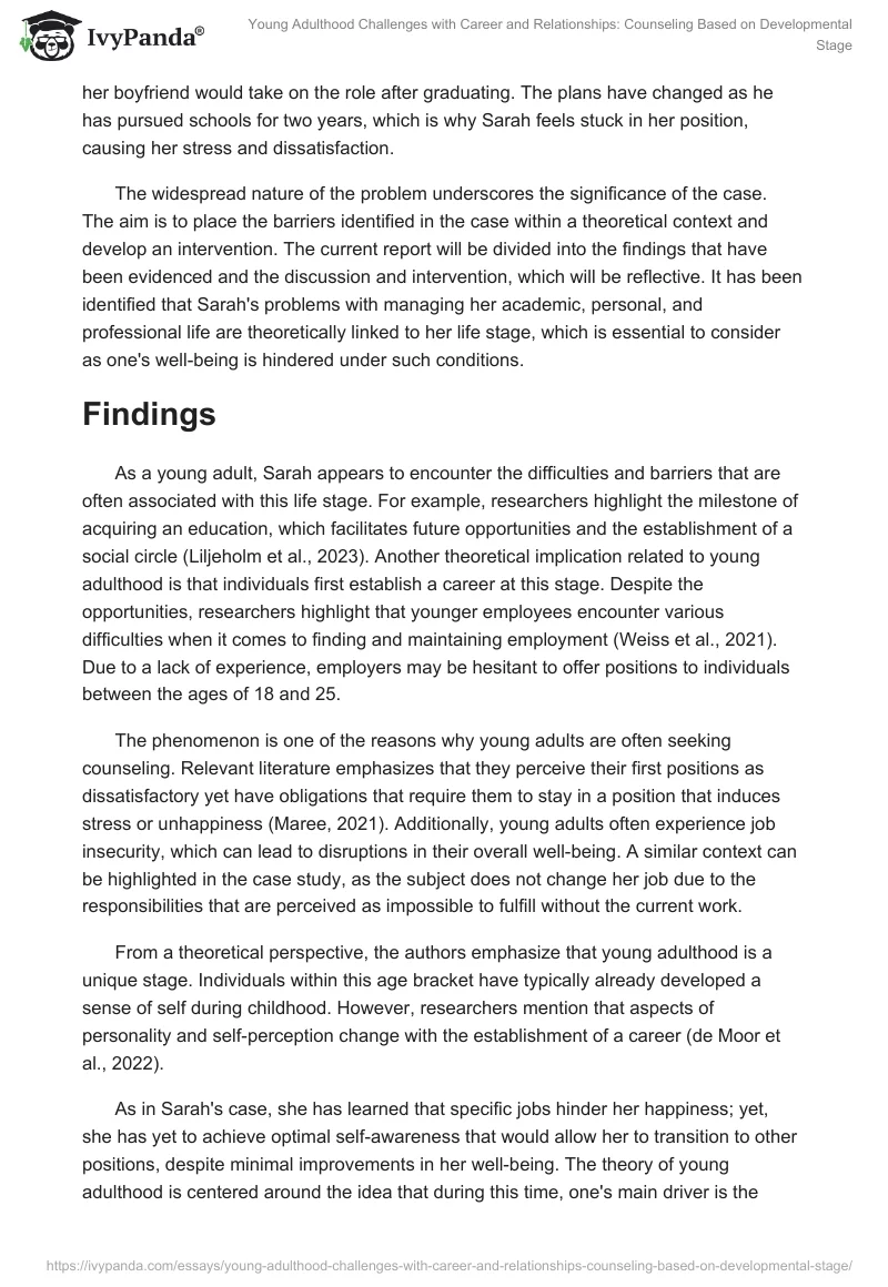 Young Adulthood Challenges with Career and Relationships: Counseling Based on Developmental Stage. Page 2