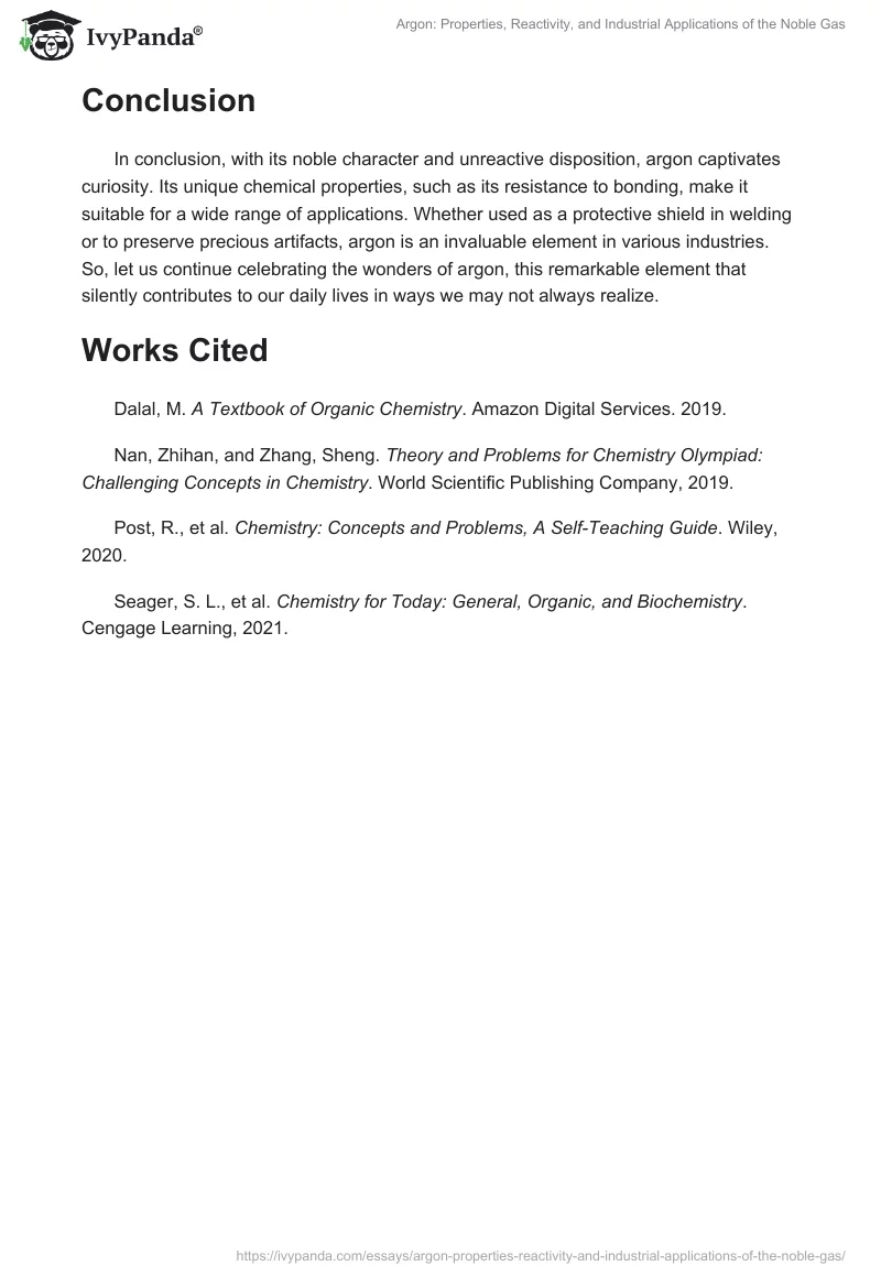 Argon: Properties, Reactivity, and Industrial Applications of the Noble Gas. Page 2