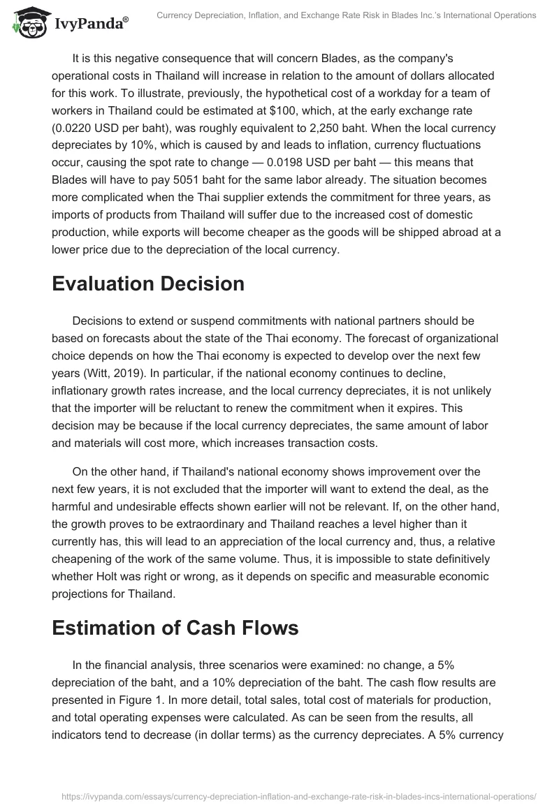 Currency Depreciation, Inflation, and Exchange Rate Risk in Blades Inc.’s International Operations. Page 2