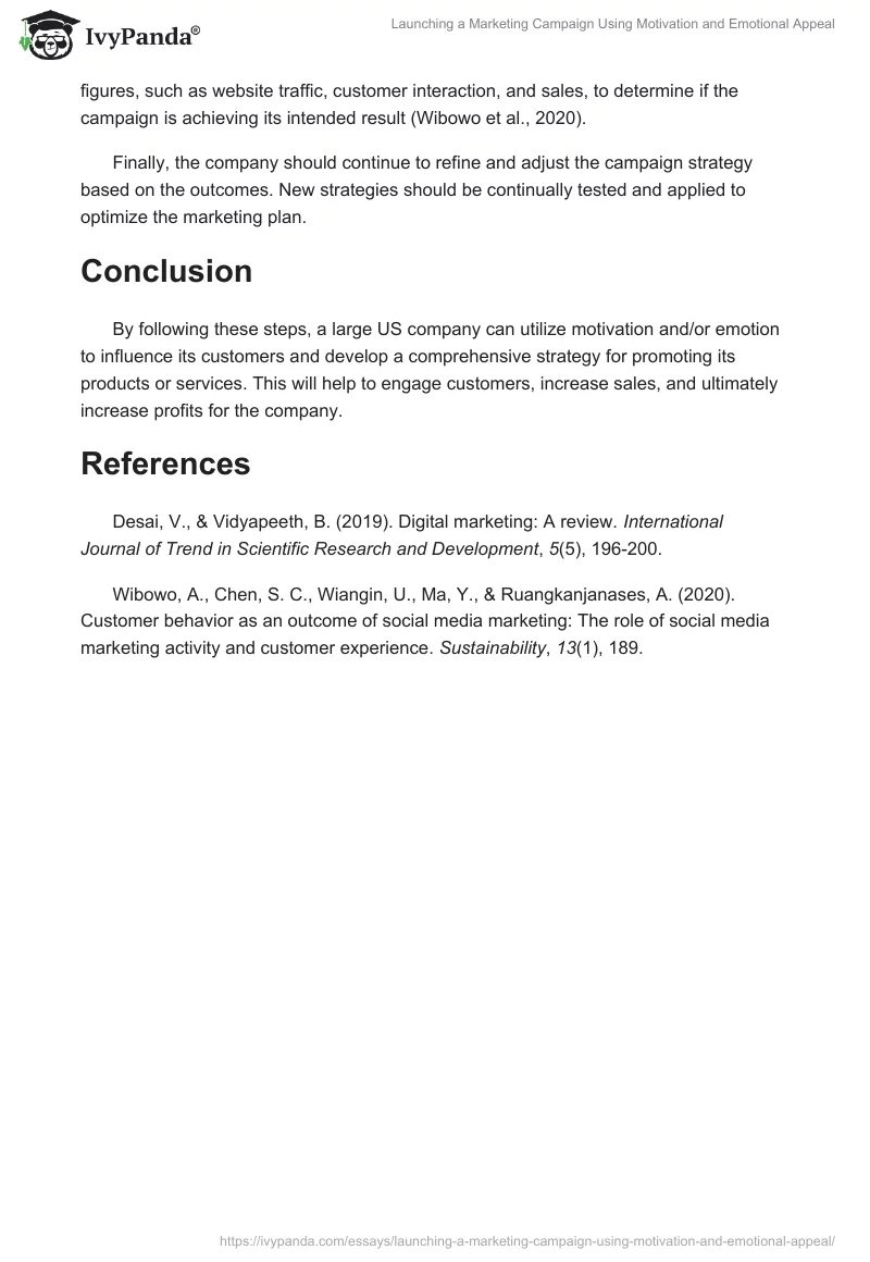 Launching a Marketing Campaign Using Motivation and Emotional Appeal. Page 2