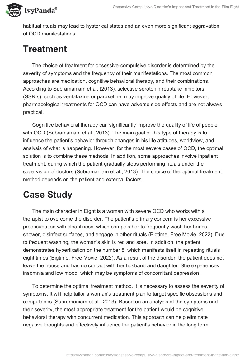 Obsessive-Compulsive Disorder's Impact and Treatment in the Film Eight. Page 2
