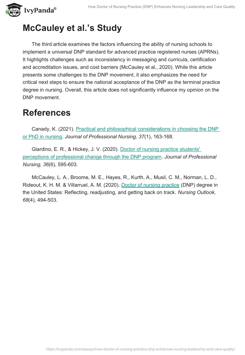 How Doctor of Nursing Practice (DNP) Enhances Nursing Leadership and Care Quality. Page 2