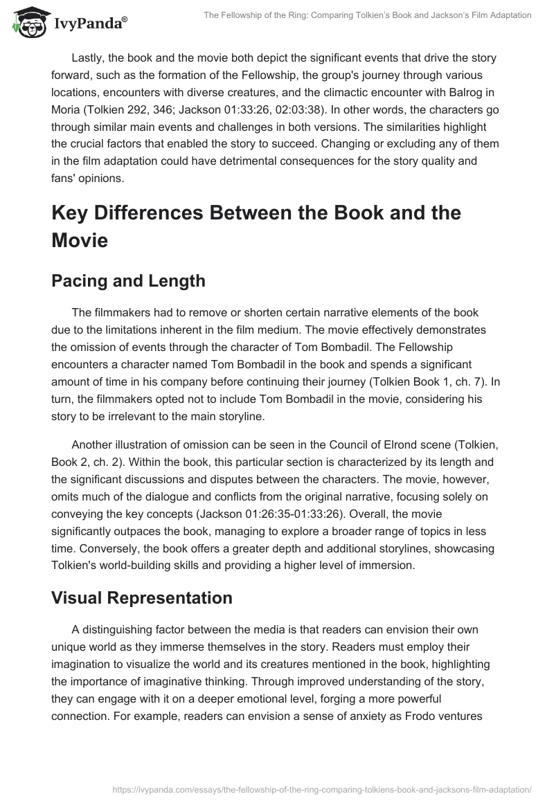 The Fellowship of the Ring: Comparing Tolkien’s Book and Jackson’s Film Adaptation. Page 2