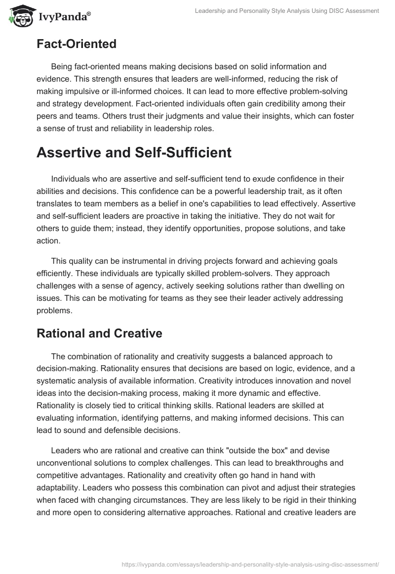 Leadership and Personality Style Analysis Using DISC Assessment. Page 2