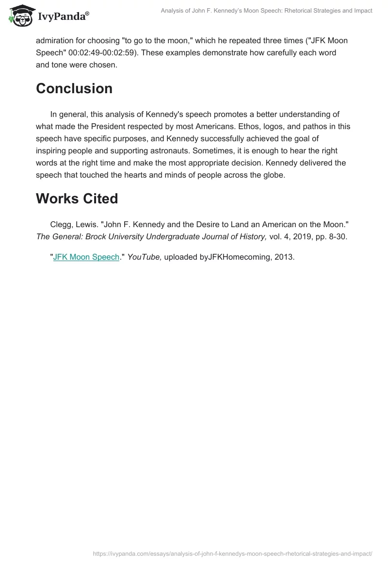 Analysis of John F. Kennedy’s Moon Speech: Rhetorical Strategies and Impact. Page 2