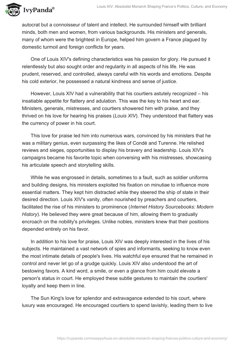 Louis XIV: Absolutist Monarch Shaping France’s Politics, Culture, and Economy. Page 2