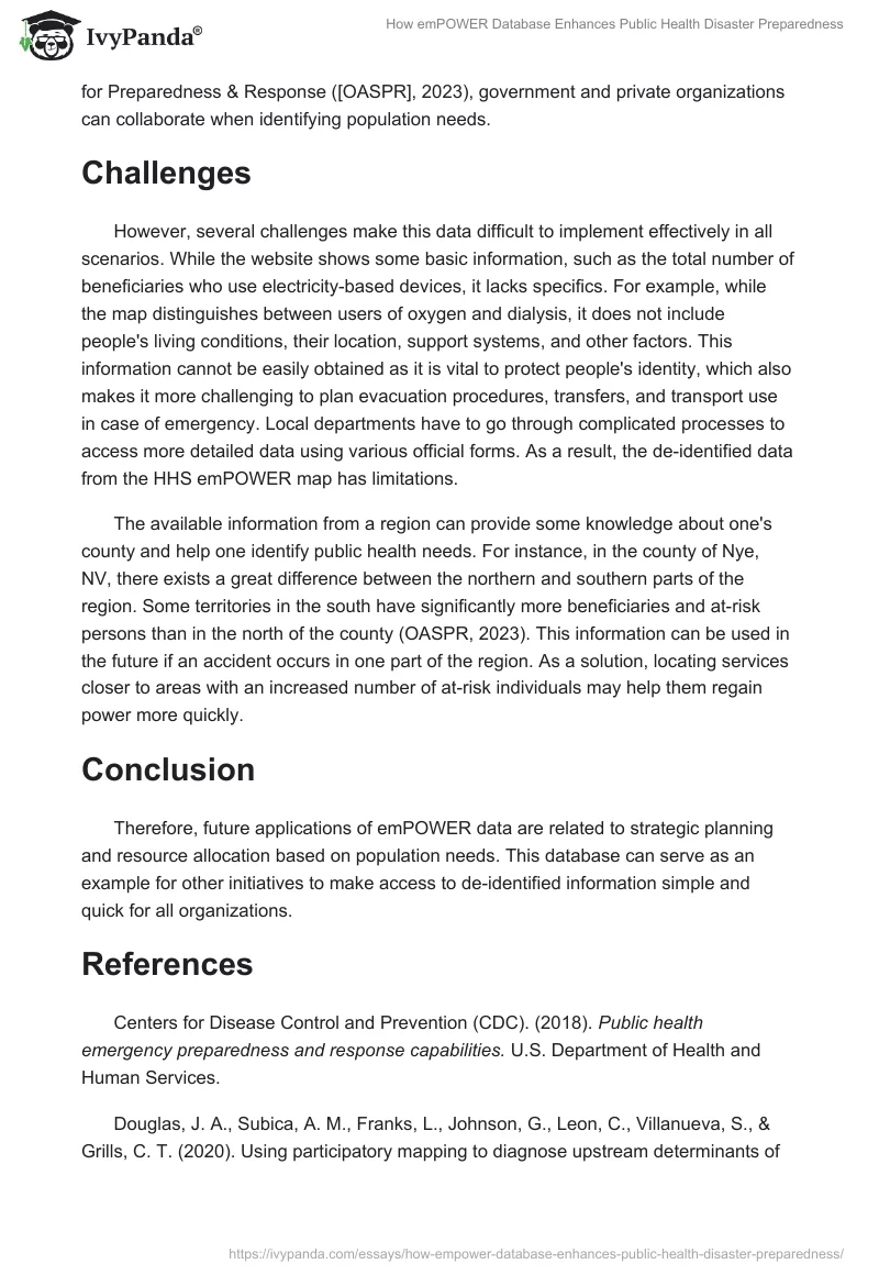 How emPOWER Database Enhances Public Health Disaster Preparedness. Page 2