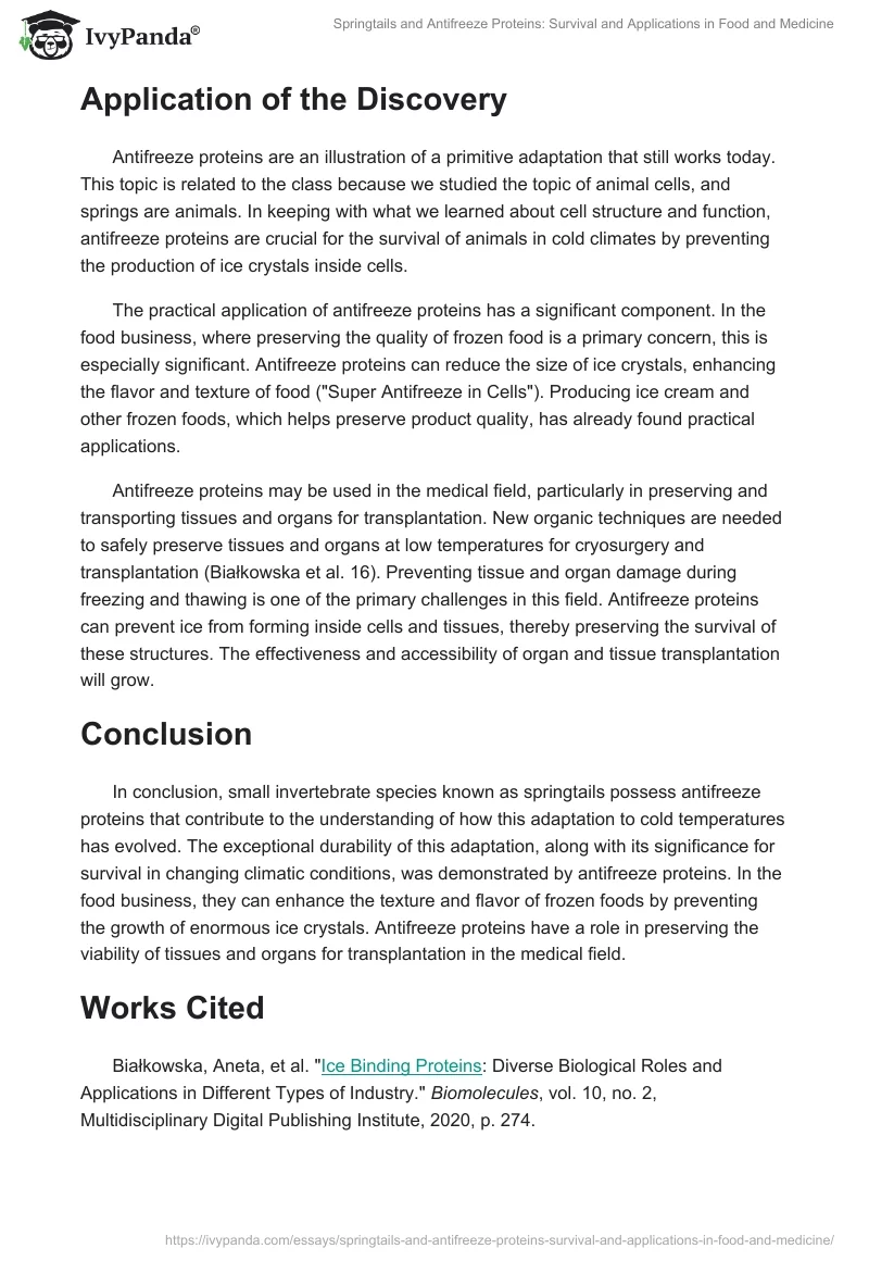 Springtails and Antifreeze Proteins: Survival and Applications in Food and Medicine. Page 2