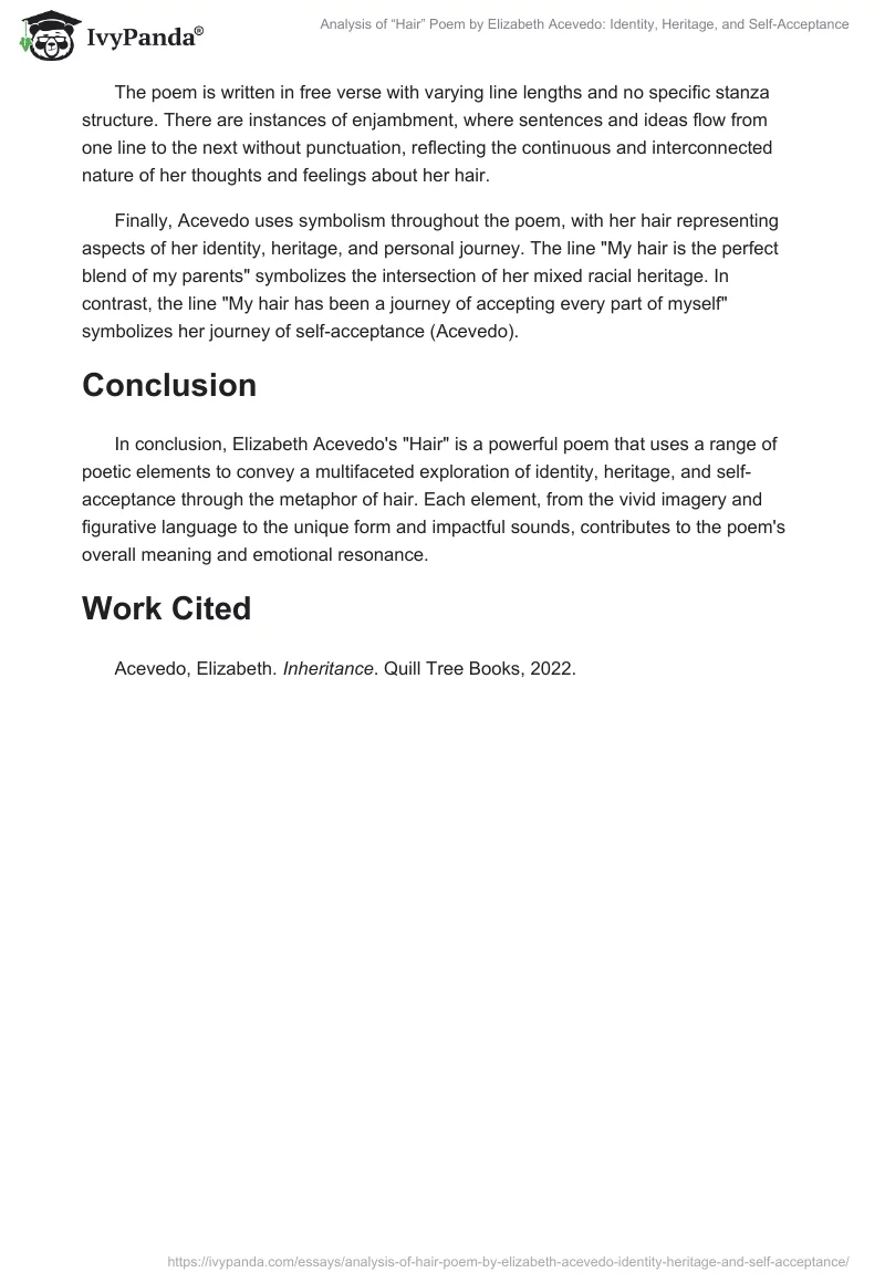 Analysis of “Hair” Poem by Elizabeth Acevedo: Identity, Heritage, and Self-Acceptance. Page 2