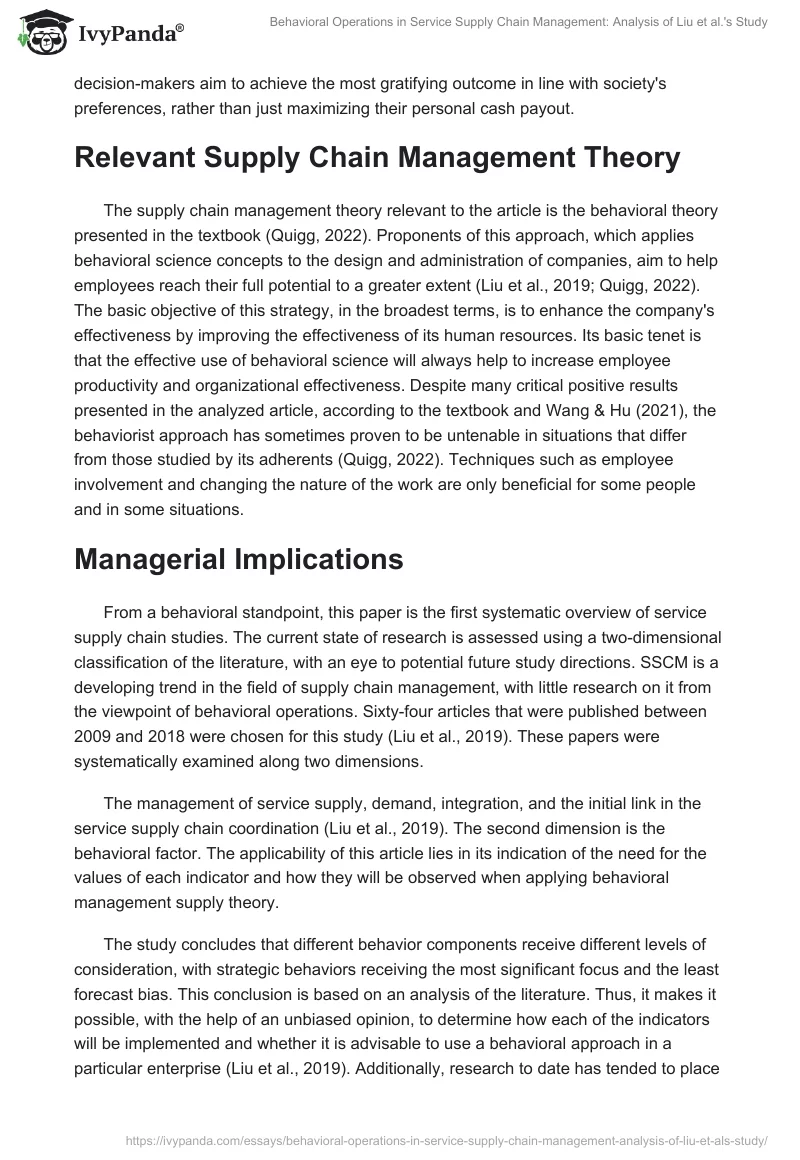 Behavioral Operations in Service Supply Chain Management: Analysis of Liu et al.'s Study. Page 2