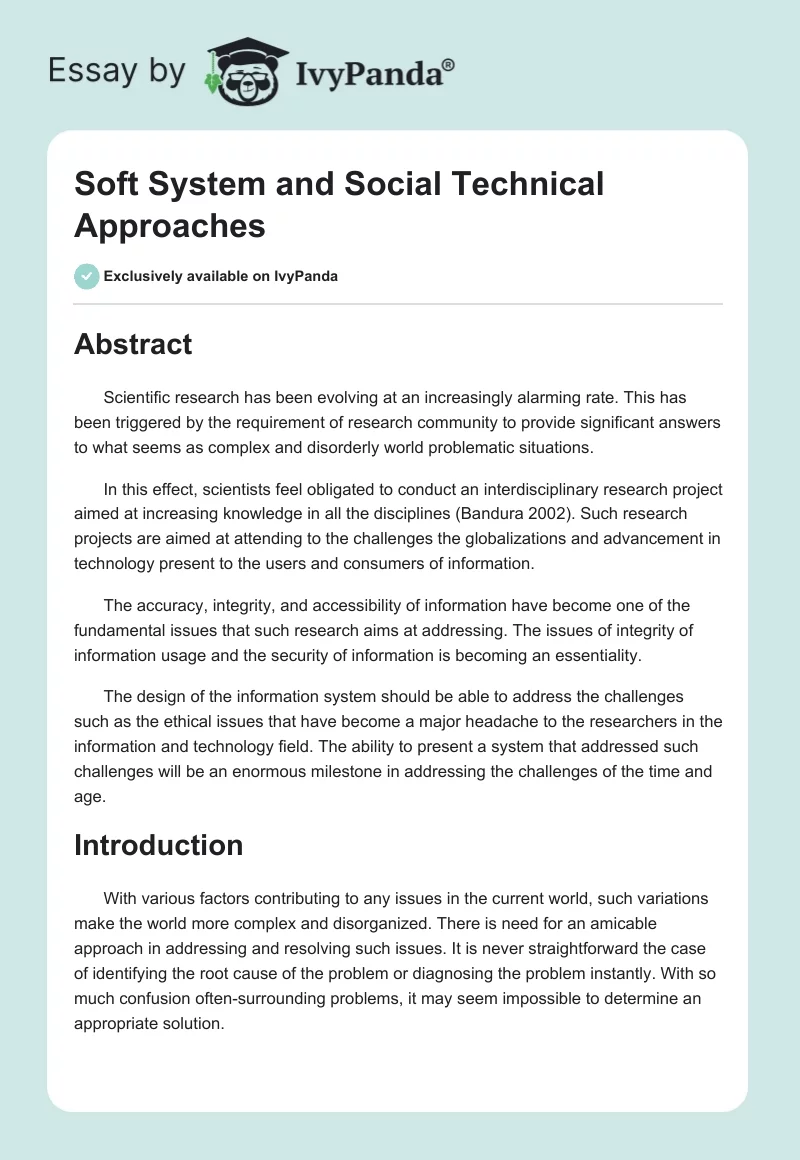 Soft System and Social Technical Approaches. Page 1