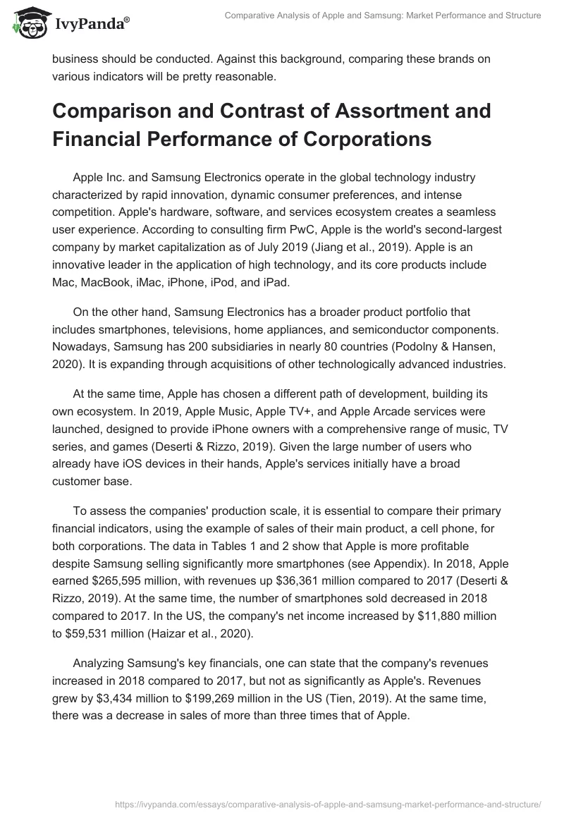 Comparative Analysis of Apple and Samsung: Market Performance and Structure. Page 2