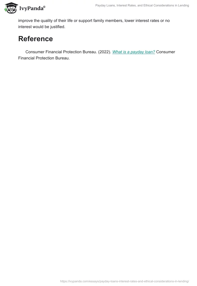Payday Loans, Interest Rates, and Ethical Considerations in Lending. Page 2