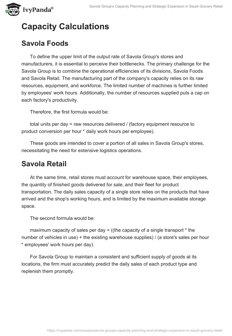Savola Group's Capacity Planning and Strategic Expansion in Saudi Grocery Retail. Page 2