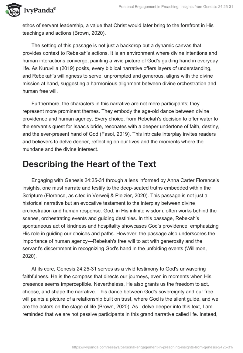 Personal Engagement in Preaching: Insights from Genesis 24:25-31. Page 2