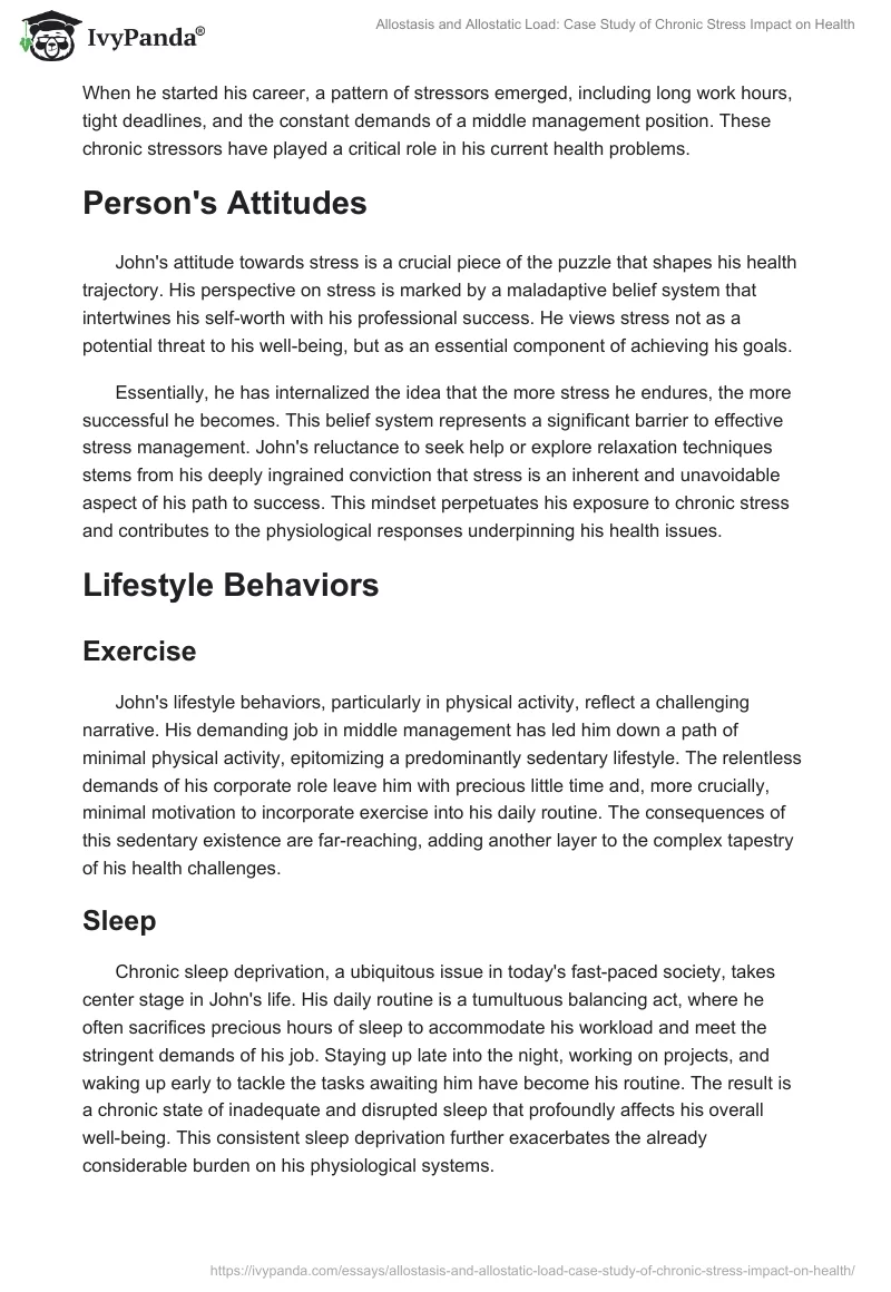 Allostasis and Allostatic Load: Case Study of Chronic Stress Impact on Health. Page 2