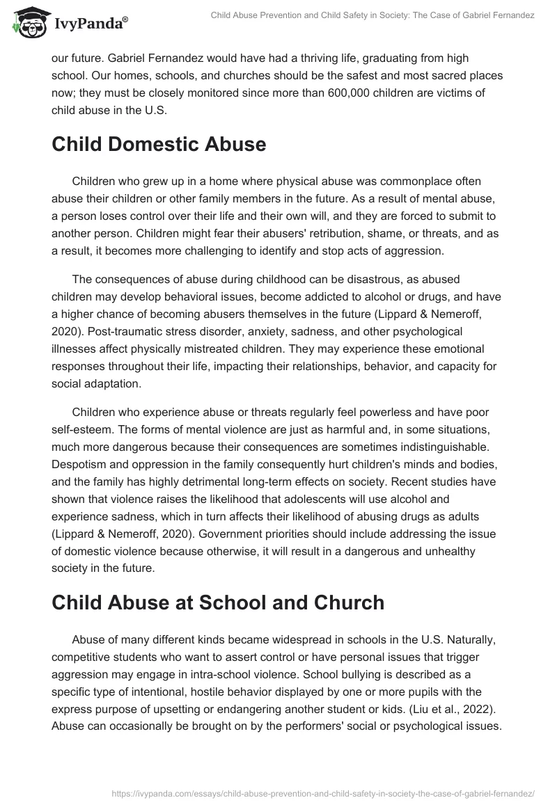 Child Abuse Prevention and Child Safety in Society: The Case of Gabriel Fernandez. Page 2