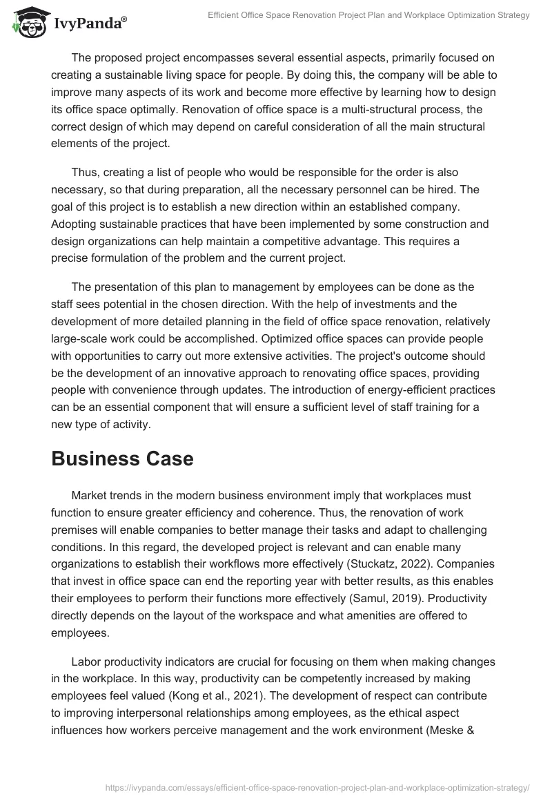 Efficient Office Space Renovation Project Plan and Workplace Optimization Strategy. Page 2