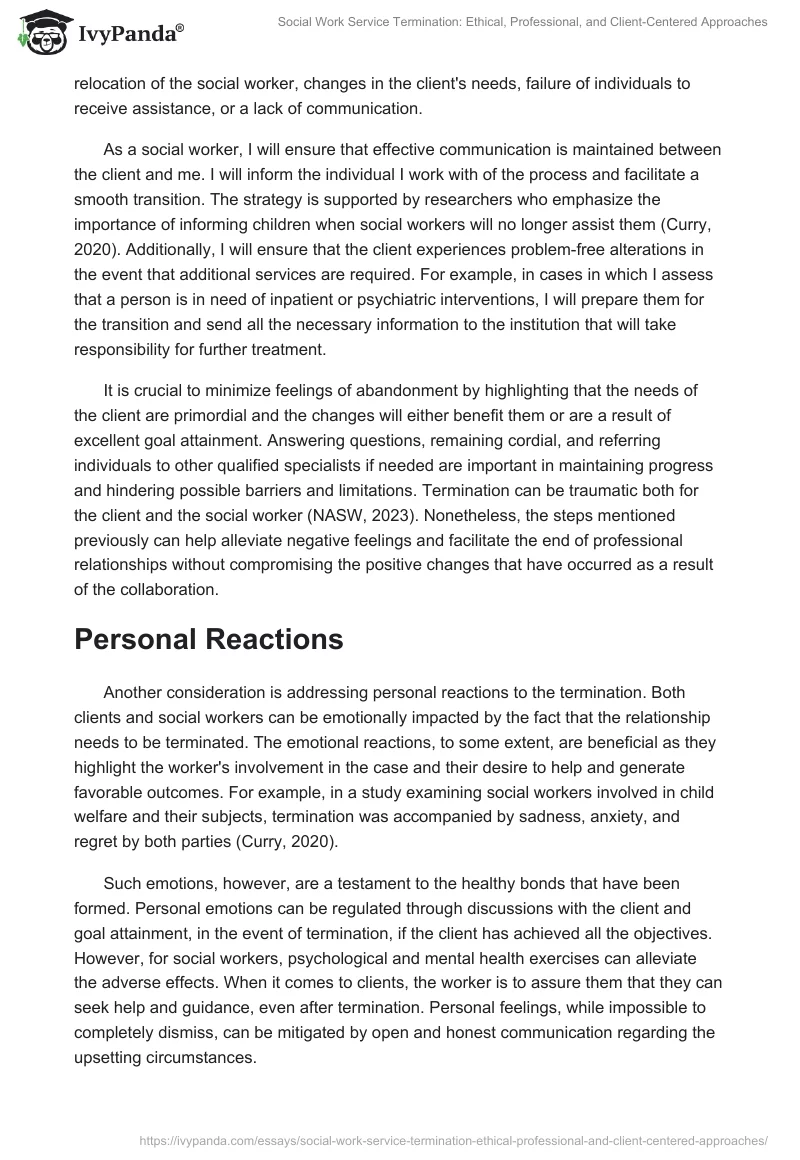 Social Work Service Termination: Ethical, Professional, and Client-Centered Approaches. Page 2