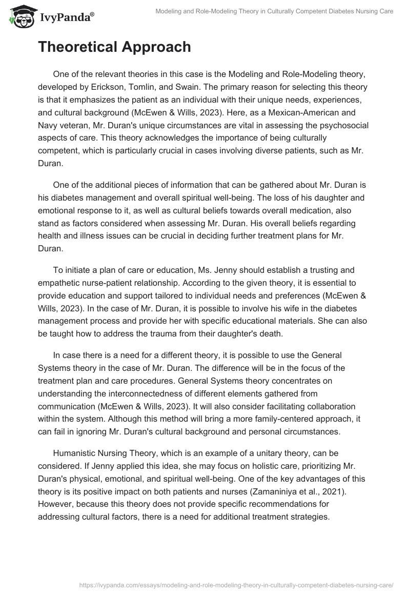 Modeling and Role-Modeling Theory in Culturally Competent Diabetes Nursing Care. Page 2