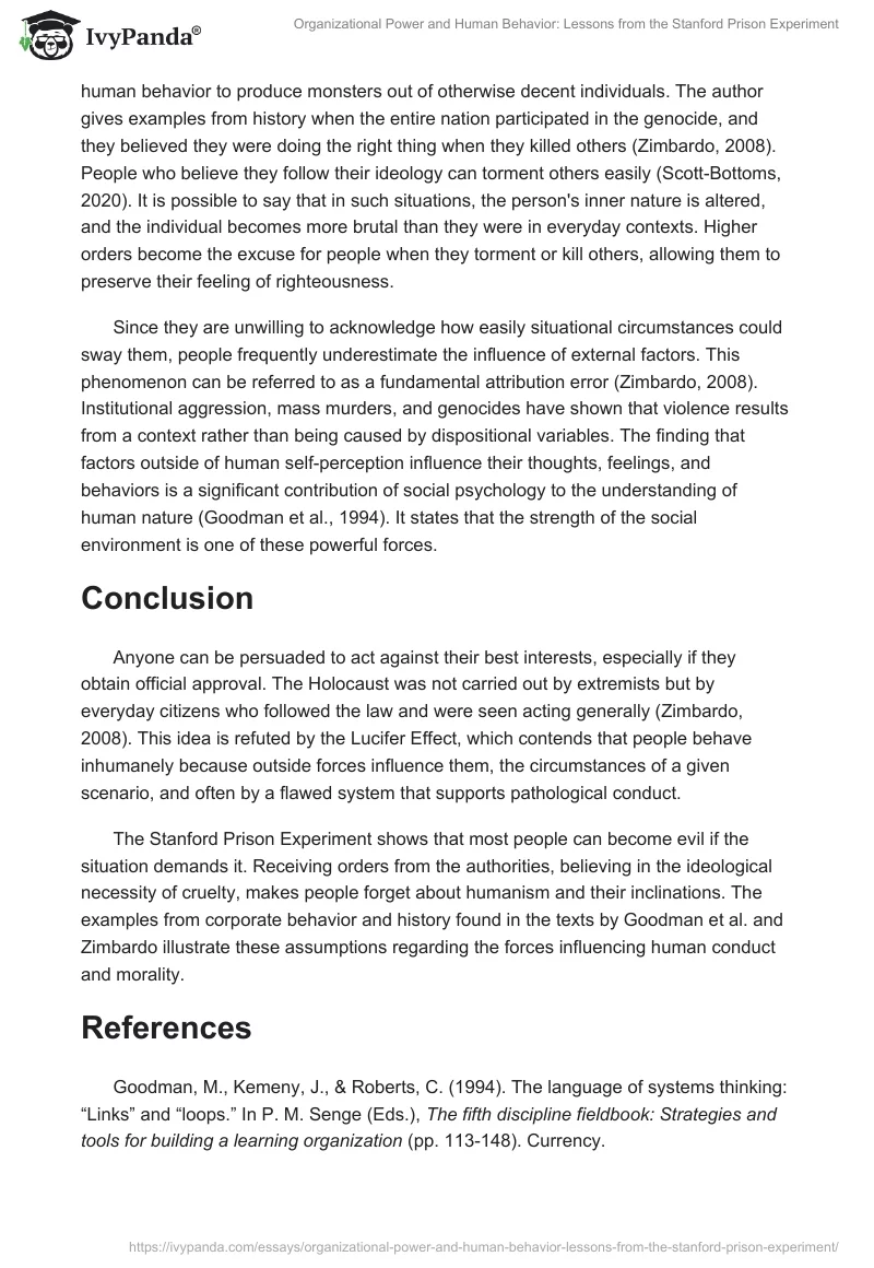 Organizational Power and Human Behavior: Lessons from the Stanford Prison Experiment. Page 2