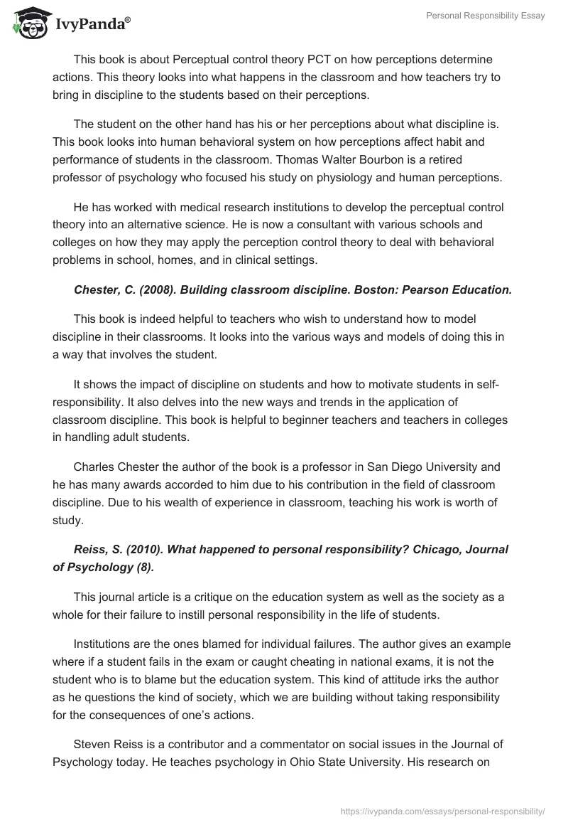 Personal Responsibility Essay. Page 5