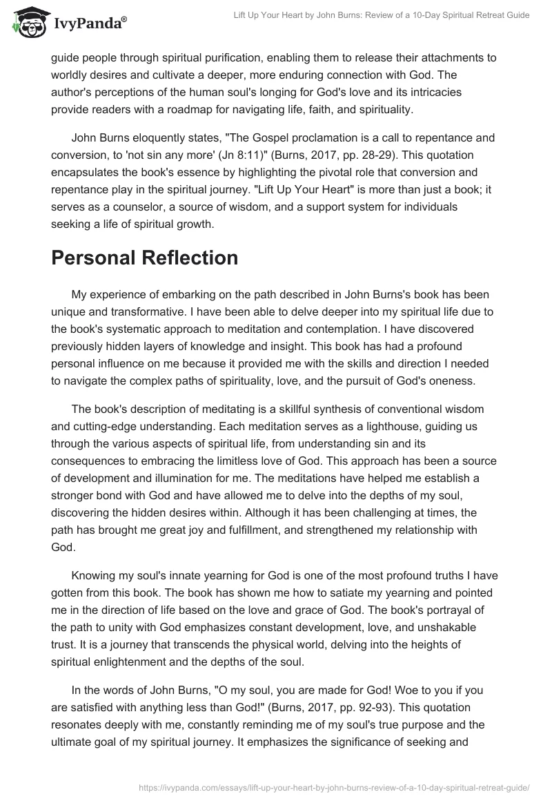 Lift Up Your Heart by John Burns: Review of a 10-Day Spiritual Retreat Guide. Page 2