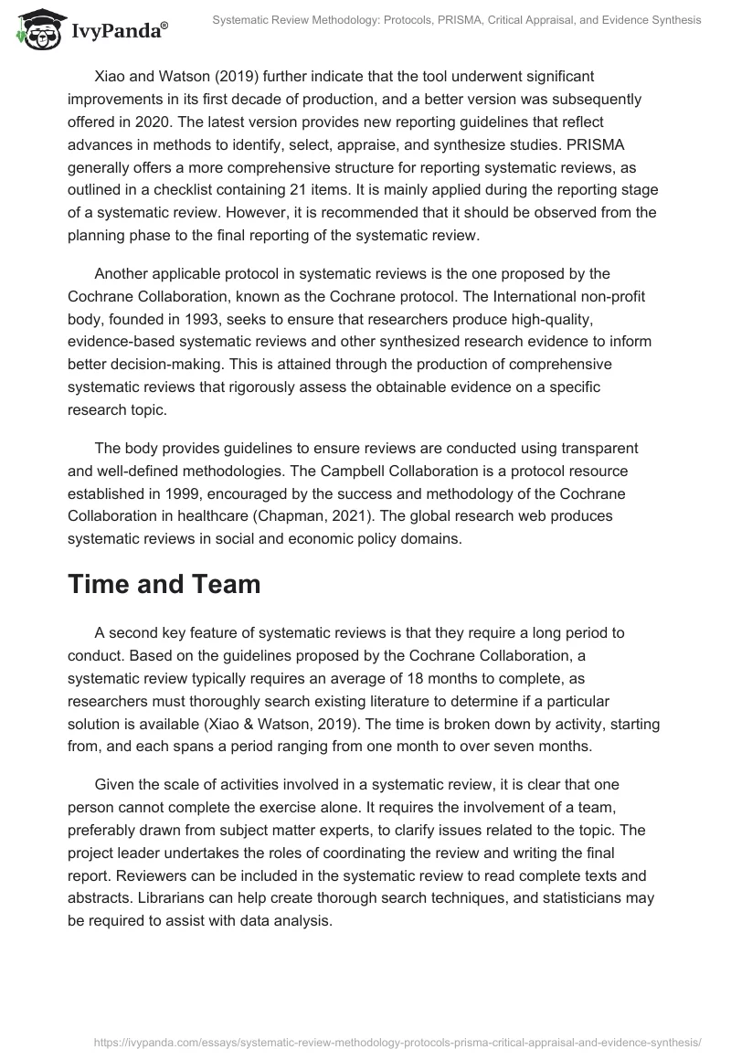 Systematic Review Methodology: Protocols, PRISMA, Critical Appraisal, and Evidence Synthesis. Page 2