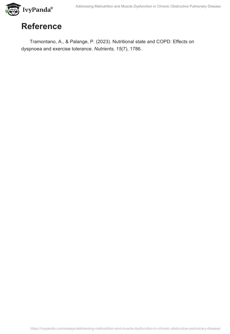 Addressing Malnutrition and Muscle Dysfunction in Chronic Obstructive Pulmonary Disease. Page 2