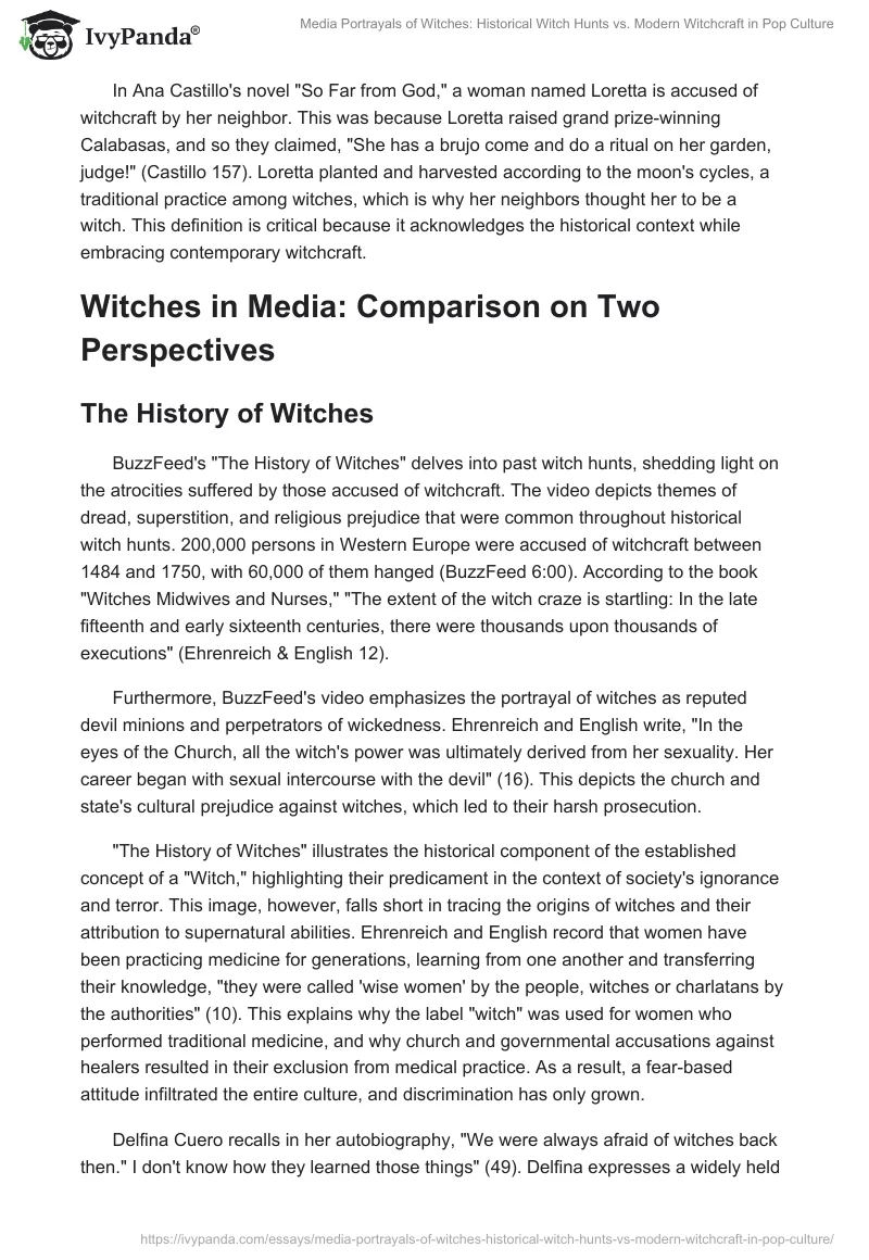 Media Portrayals of Witches: Historical Witch Hunts vs. Modern Witchcraft in Pop Culture. Page 2