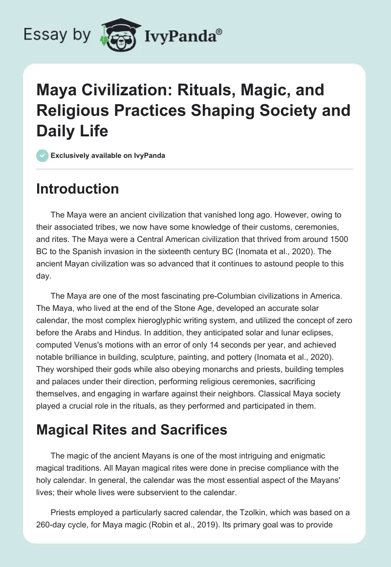 Maya Civilization: Rituals, Magic, and Religious Practices Shaping Society and Daily Life. Page 1