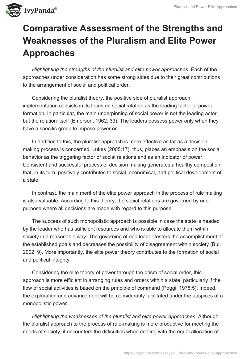 Pluralist and Power Elite Approaches. Page 5